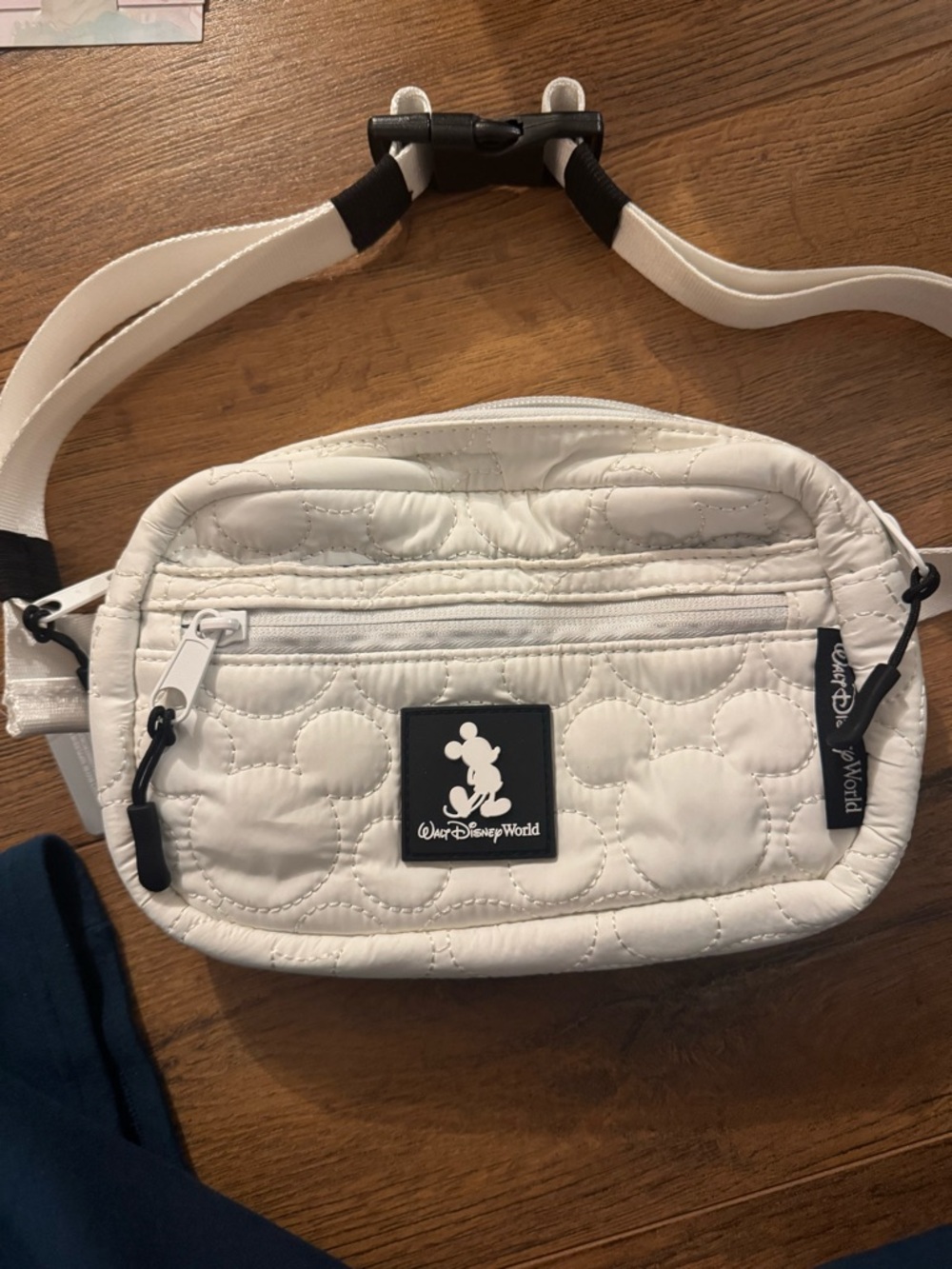 Disney White Quilted Mickey Belt Bag with Black Accents